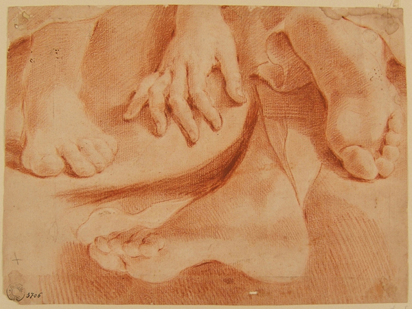 Gandolfi Ubaldo-Studio di mano e di tre piedi (recto) - Schizzo di mano (verso)
